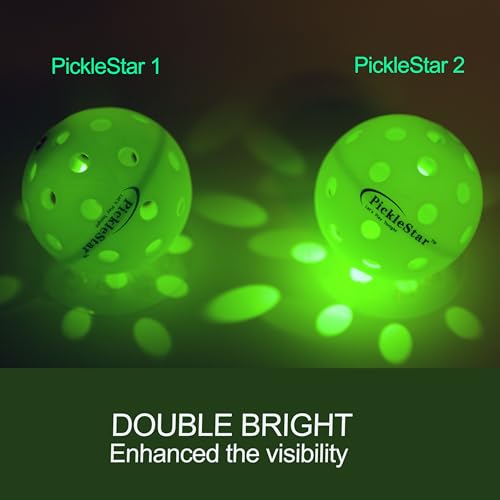 PickleStar LED Pickleball Balls - Next-Generation Glow & Perfectly Balanced Bounce for Advanced Players, Robust and Reliable, 4 Pack with Long-Life Batteries