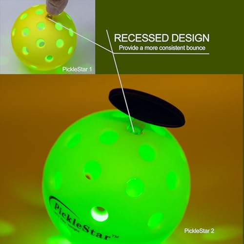 PickleStar LED Pickleball Balls - Next-Generation Glow & Perfectly Balanced Bounce for Advanced Players, Robust and Reliable, 4 Pack with Long-Life Batteries