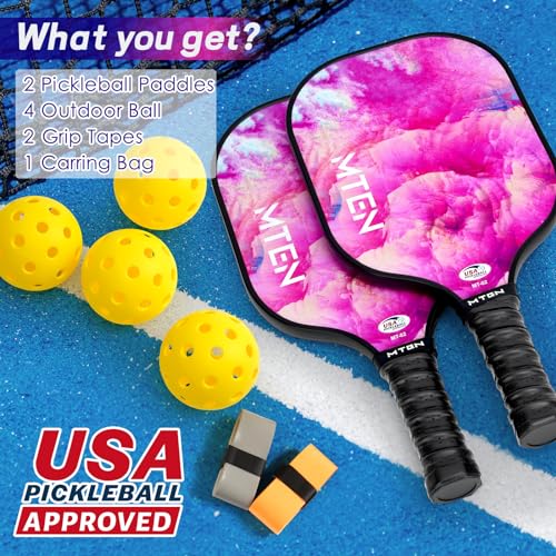 Pickleball Paddles, USAPA Approved Fiberglass Surface Pickleball Set with Pickleball Rackets, Pickleball Paddles Set for Men Women