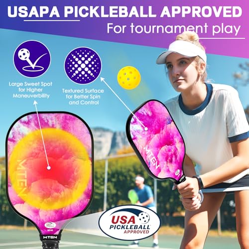 Pickleball Paddles, USAPA Approved Fiberglass Surface Pickleball Set with Pickleball Rackets, Pickleball Paddles Set for Men Women