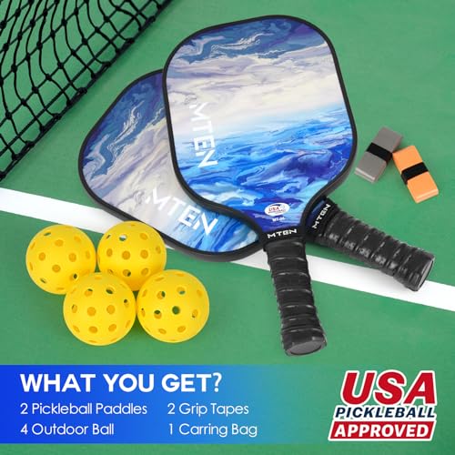 Pickleball Paddles, USAPA Approved Fiberglass Surface Pickleball Set with Pickleball Rackets, Pickleball Paddles Set for Men Women