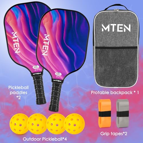 Pickleball Paddles, USAPA Approved Fiberglass Surface Pickleball Set with Pickleball Rackets, Pickleball Paddles Set for Men Women