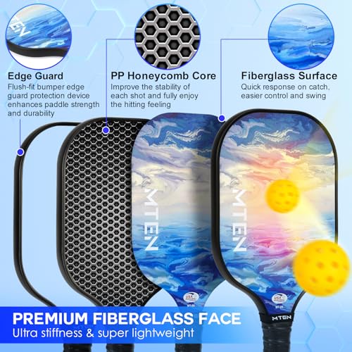 Pickleball Paddles, USAPA Approved Fiberglass Surface Pickleball Set with Pickleball Rackets, Pickleball Paddles Set for Men Women