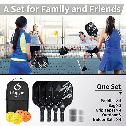 niupipo Pickleball Paddles, USAPA Approved Lightweight Pickleball Rackets, Durable Fiberglass Pickleball Paddles Set with Polypropylene Honeycomb Core