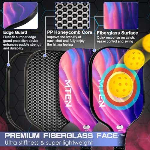 Pickleball Paddles, USAPA Approved Fiberglass Surface Pickleball Set with Pickleball Rackets, Pickleball Paddles Set for Men Women