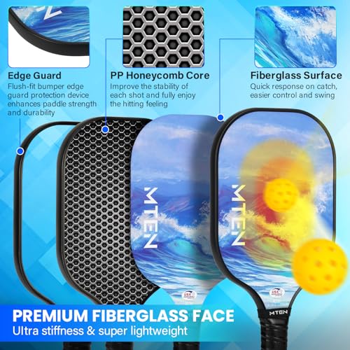 Pickleball Paddles, USAPA Approved Fiberglass Surface Pickleball Set with Pickleball Rackets, Pickleball Paddles Set for Men Women