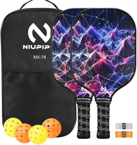 niupipo Pickleball Paddles, USAPA Approved Lightweight Pickleball Rackets, Durable Fiberglass Pickleball Paddles Set with Polypropylene Honeycomb Core