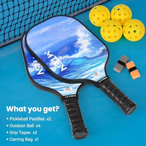 Pickleball Paddles, USAPA Approved Fiberglass Surface Pickleball Set with Pickleball Rackets, Pickleball Paddles Set for Men Women