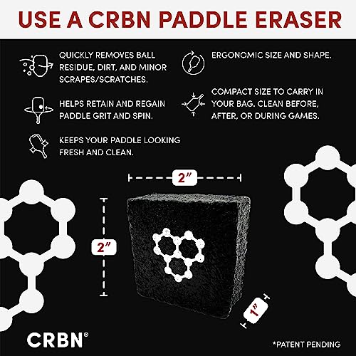 CRBN Pickleball Paddle Eraser, Best Carbon Fiber Pickle Ball Racket Cleaner, Fast & Easy Rubber Bar to Remove Ball Residue, Dirt, & Minor Scrapes/Scratches