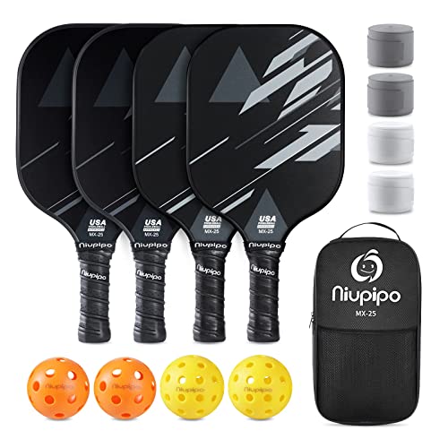 niupipo Pickleball Paddles, USAPA Approved Lightweight Pickleball Rackets, Durable Fiberglass Pickleball Paddles Set with Polypropylene Honeycomb Core