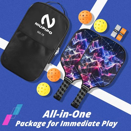 niupipo Pickleball Paddles, USAPA Approved Lightweight Pickleball Rackets, Durable Fiberglass Pickleball Paddles Set with Polypropylene Honeycomb Core