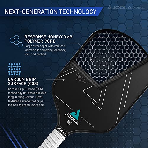 JOOLA Ben Johns Hyperion Pickleball Paddle - Carbon Surface & Sure-Grip Elongated Handle - Increased Power and Spin - Carbon Fiber Pickleball Paddle - Honeycomb Polypropylene Core - USAPA Approved