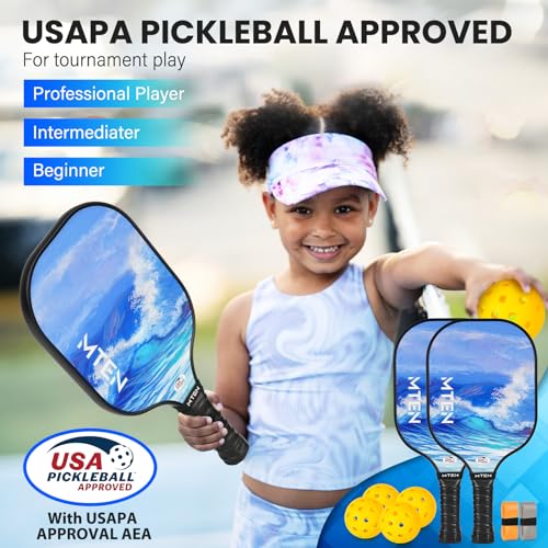 Pickleball Paddles, USAPA Approved Fiberglass Surface Pickleball Set with Pickleball Rackets, Pickleball Paddles Set for Men Women