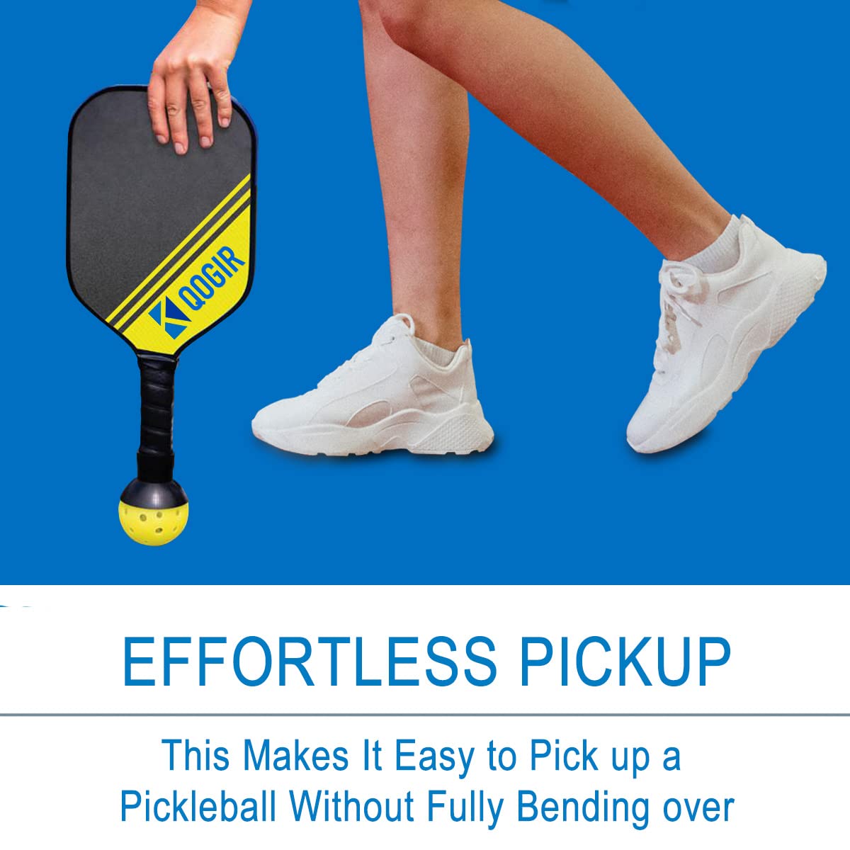 QOGIR Pickleball Ball Retriever: Easy to Pick Up Pickleball Balls without Bending Over, Fits Any Pickleball Paddles