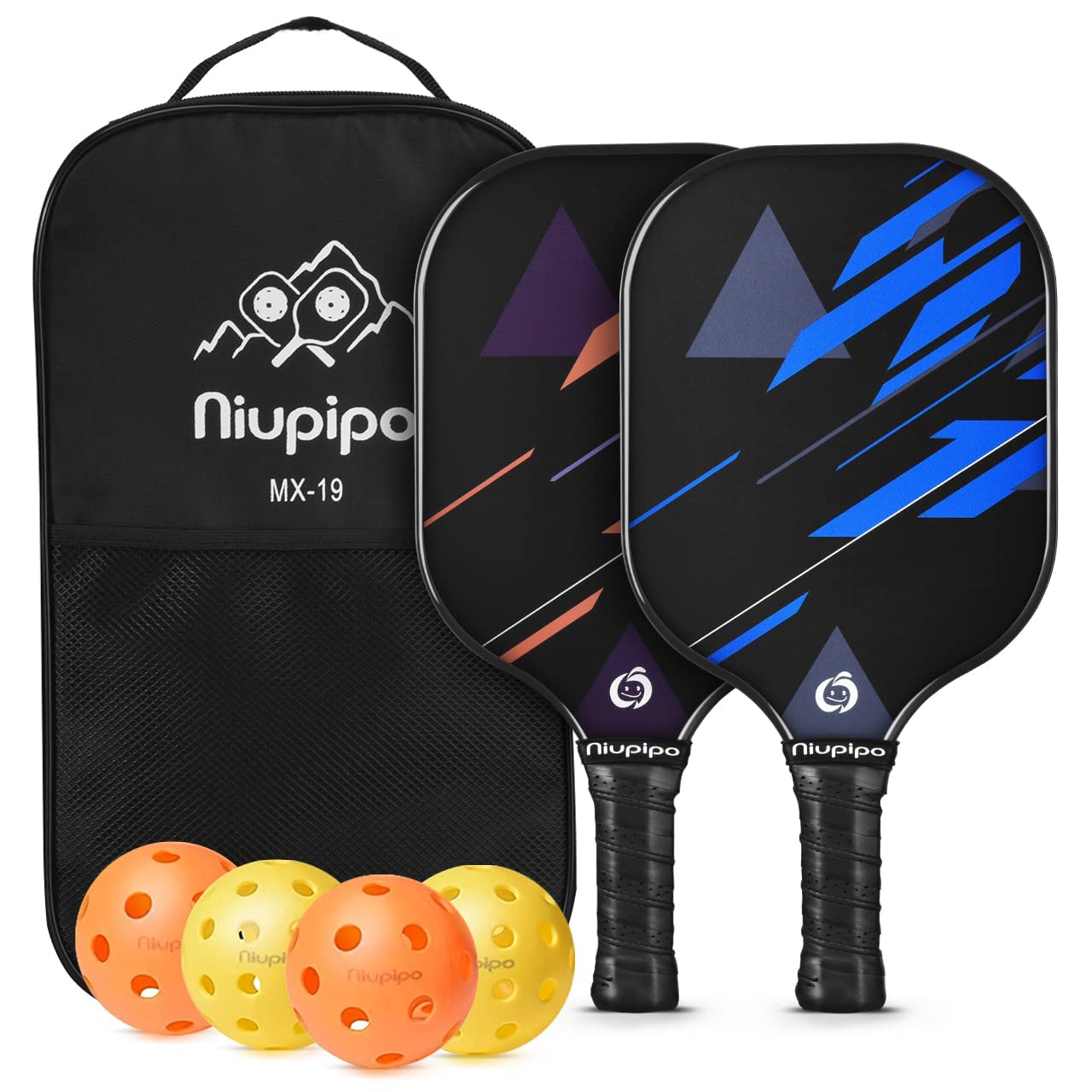 niupipo Pickleball Paddles, USAPA Approved Lightweight Pickleball Rackets, Durable Fiberglass Pickleball Paddles Set with Polypropylene Honeycomb Core