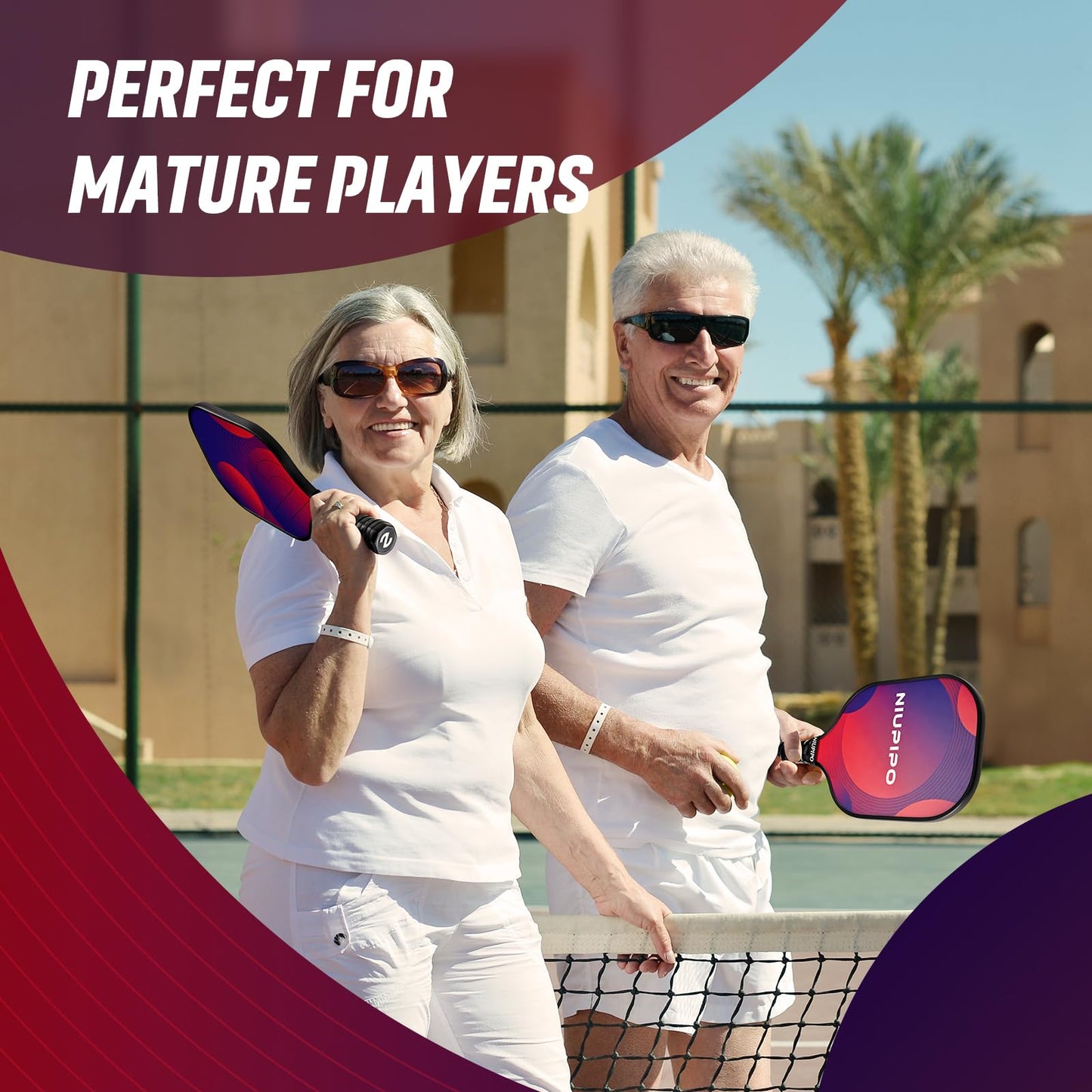 niupipo Pickleball Paddles, USAPA Approved Lightweight Pickleball Rackets, Durable Fiberglass Pickleball Paddles Set with Polypropylene Honeycomb Core