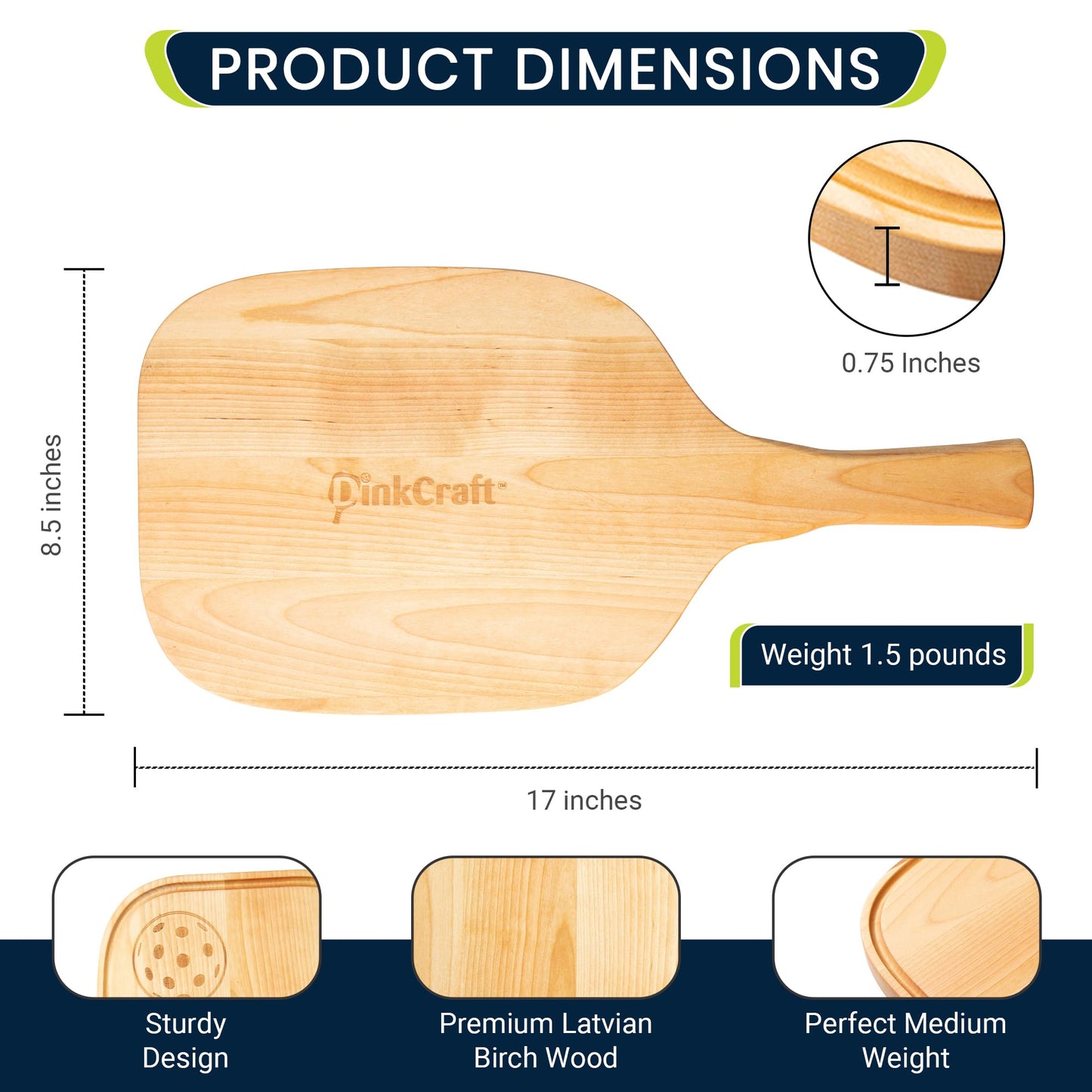 Pickleball Charcuterie & Cutting Board, Pickleball Gift, 17 x 8.5 x 0.75”, Birch Wood, Paddle Shape with Handle, Mineral Oil Finish