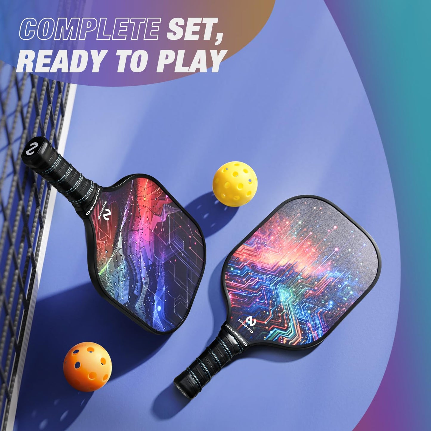 niupipo Pickleball Paddles, USAPA Approved Lightweight Pickleball Rackets, Durable Fiberglass Pickleball Paddles Set with Polypropylene Honeycomb Core