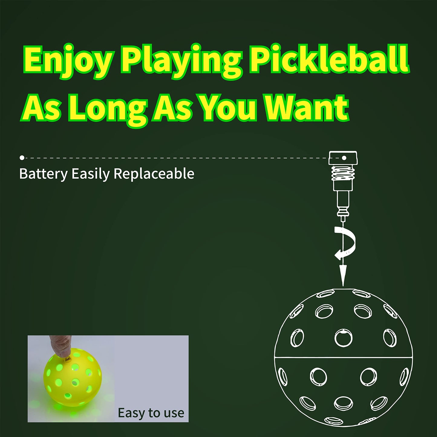 PickleStar LED Pickleball Balls - Next-Generation Glow & Perfectly Balanced Bounce for Advanced Players, Robust and Reliable, 4 Pack with Long-Life Batteries