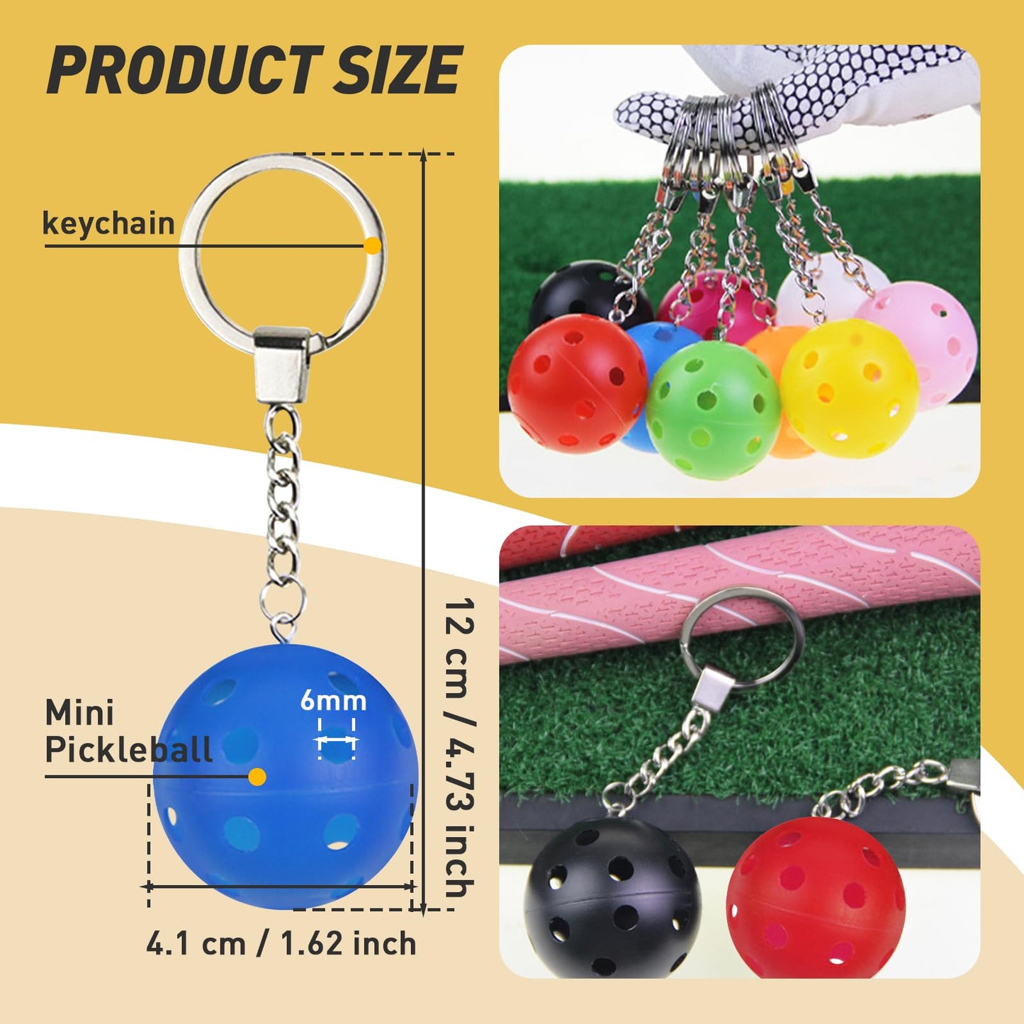 Pickleball Keychains - Mini Pickleball Ornaments for Pickleball Lovers Pickleball Keychain - Perfect Pickleball Gifts