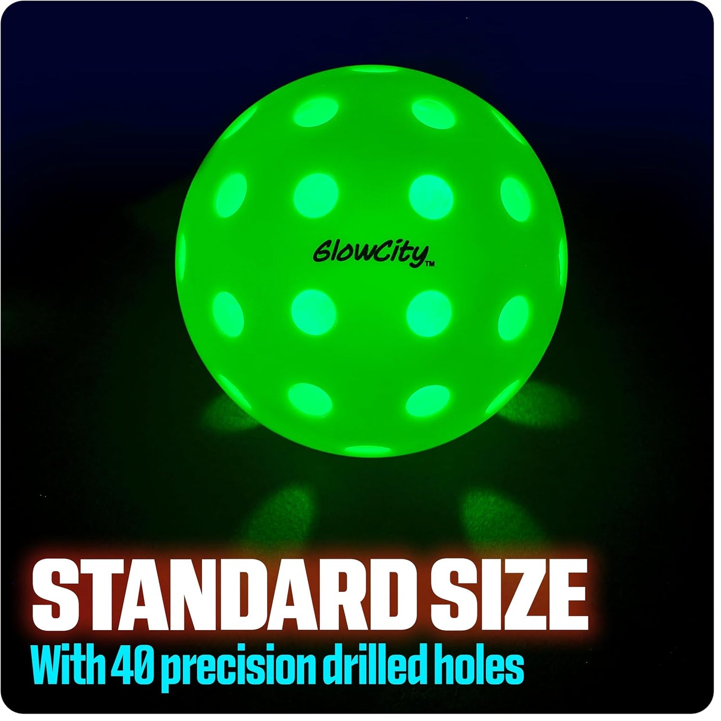 GlowCity Set of 4 LED Pickleball Set: Illuminate Your Game with Dazzling Glow in The Dark Pickleballs- Great for Night Time Play