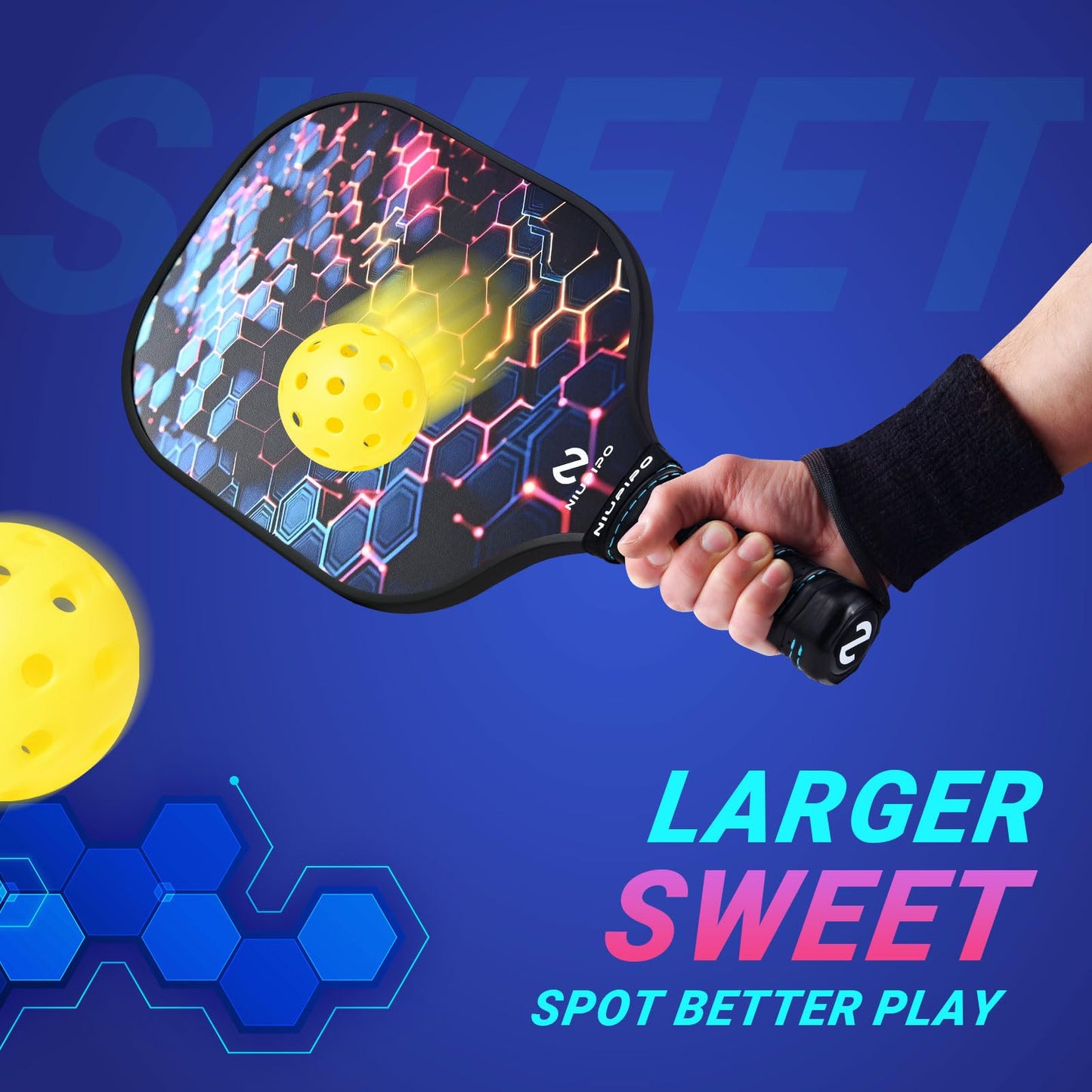 niupipo Pickleball Paddles, USAPA Approved Lightweight Pickleball Rackets, Durable Fiberglass Pickleball Paddles Set with Polypropylene Honeycomb Core