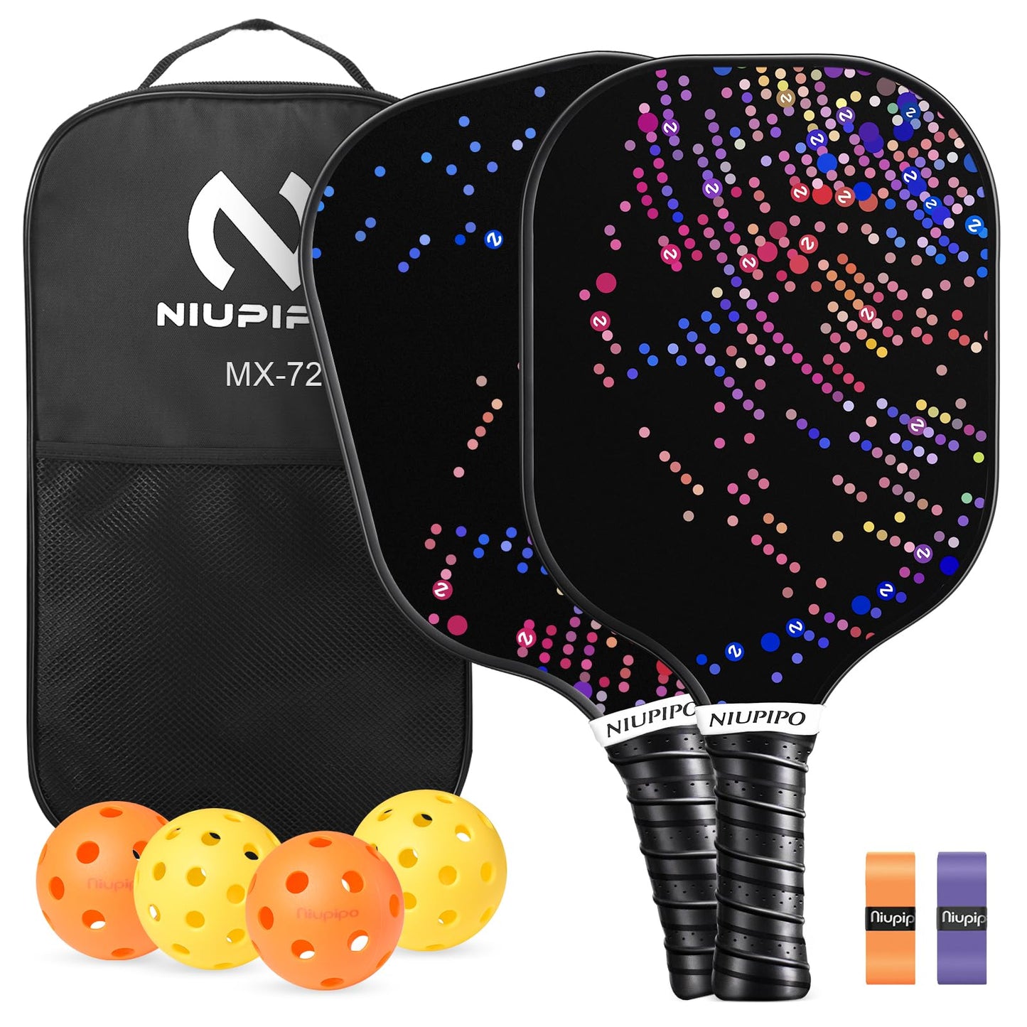 niupipo Pickleball Paddles, USAPA Approved Lightweight Pickleball Rackets, Durable Fiberglass Pickleball Paddles Set with Polypropylene Honeycomb Core