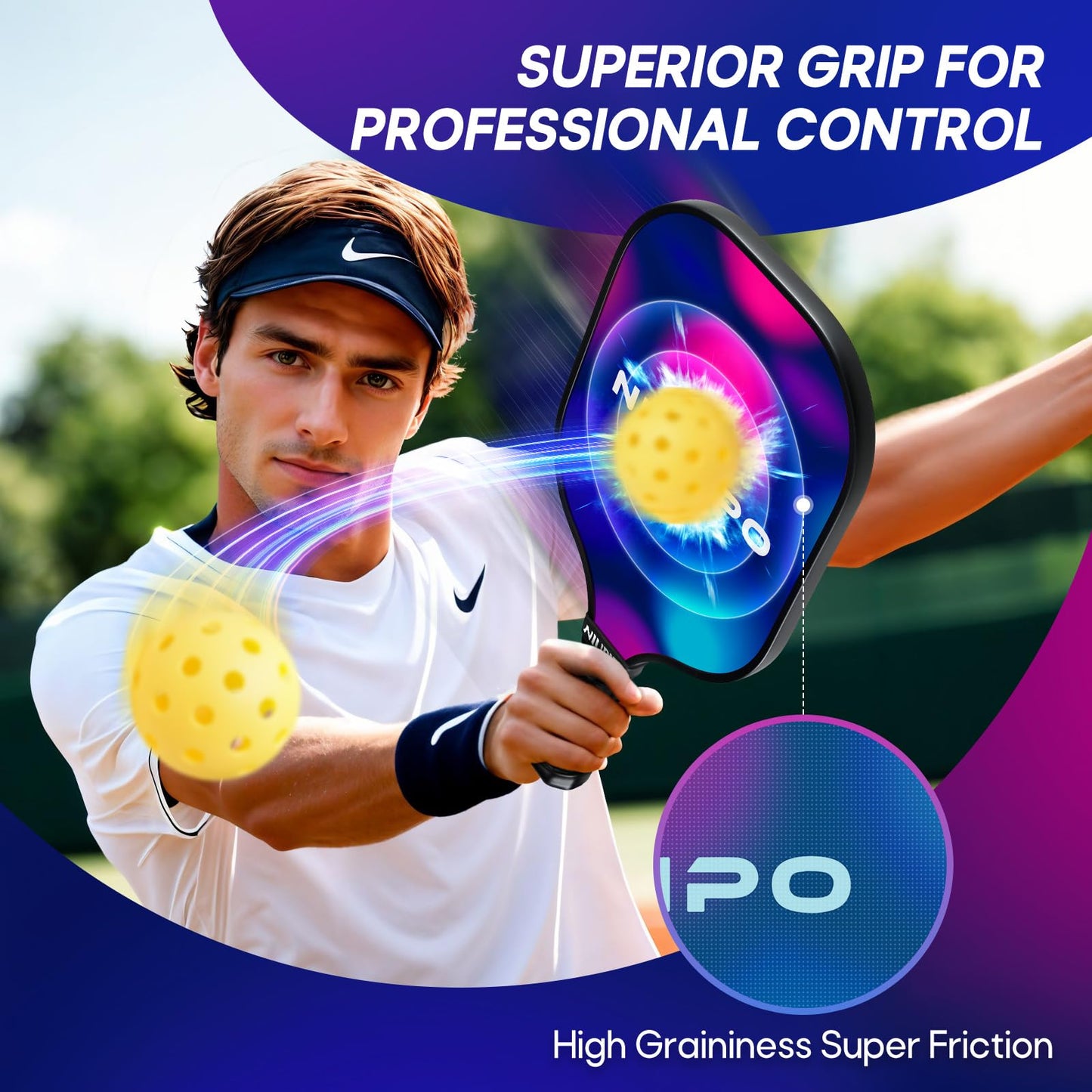 niupipo Pickleball Paddles, USAPA Approved Lightweight Pickleball Rackets, Durable Fiberglass Pickleball Paddles Set with Polypropylene Honeycomb Core