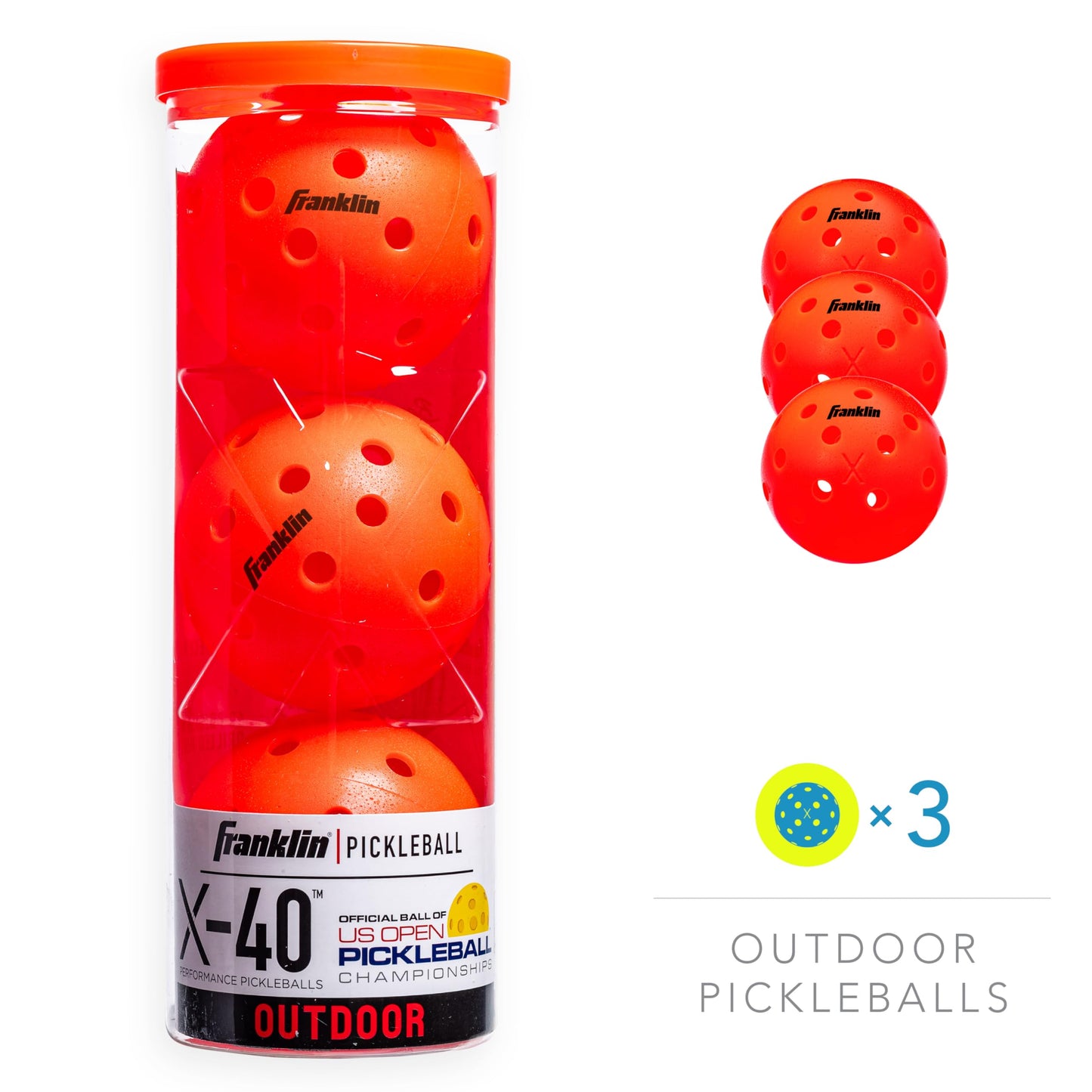 Franklin Sports Outdoor Pickleballs - X-40 Pickleball Balls - USA Pickleball (USAPA) Approved - Official US Open Ball