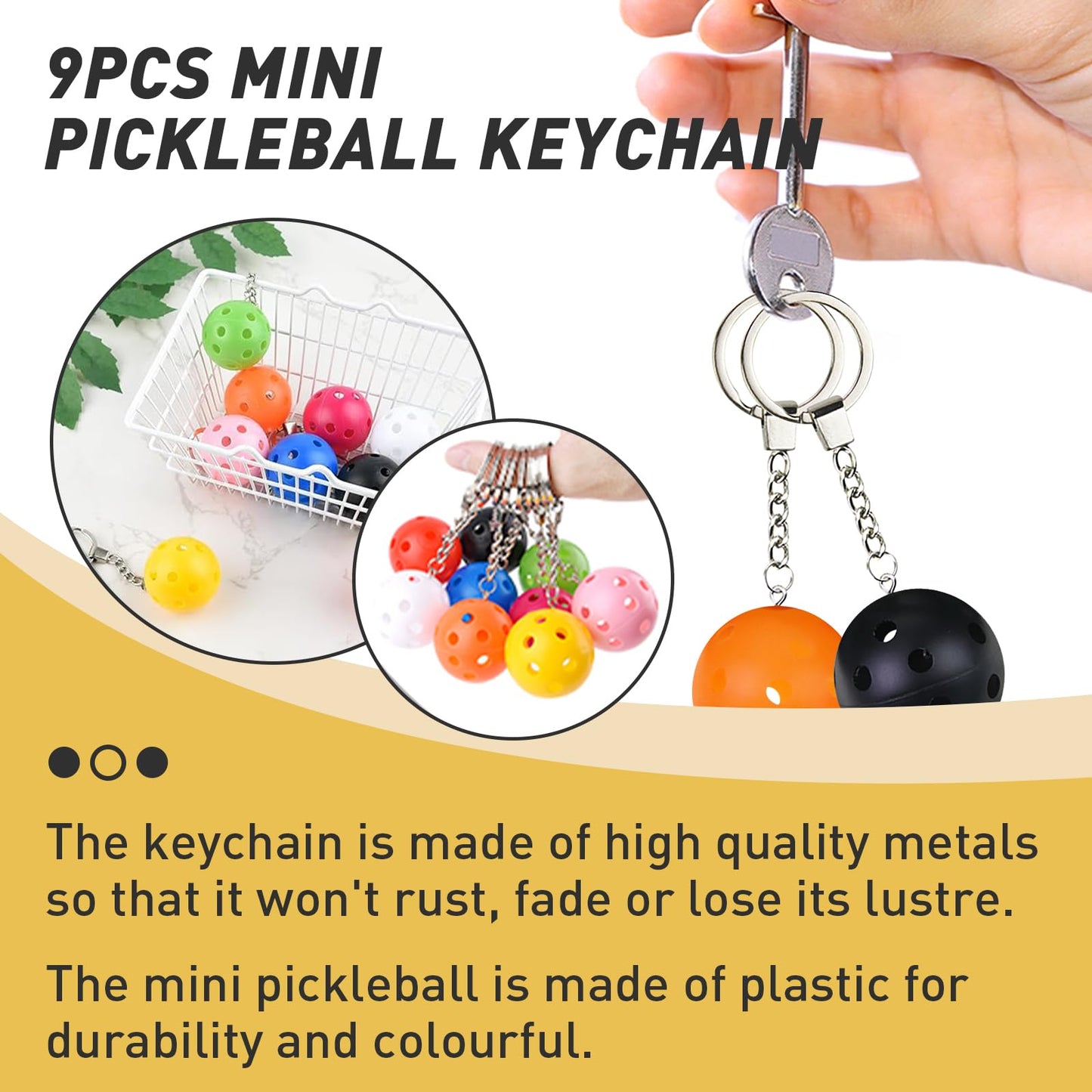 Pickleball Keychains - Mini Pickleball Ornaments for Pickleball Lovers Pickleball Keychain - Perfect Pickleball Gifts