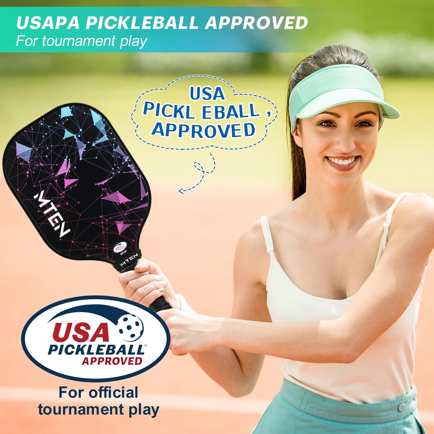 Pickleball Paddles, USAPA Approved Fiberglass Surface Pickleball Set with Pickleball Rackets, Pickleball Paddles Set for Men Women