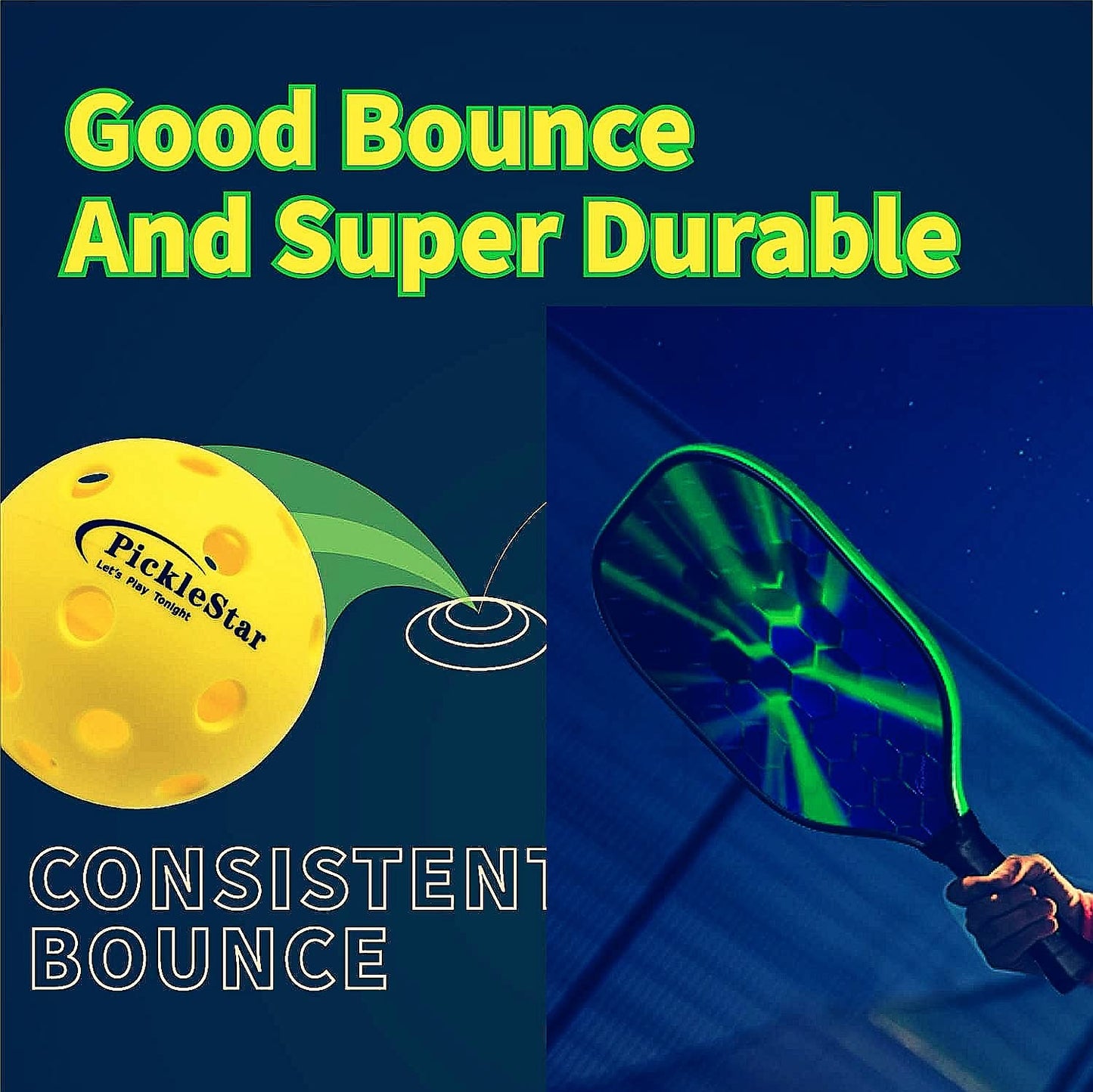 PickleStar LED Pickleball Balls - Next-Generation Glow & Perfectly Balanced Bounce for Advanced Players, Robust and Reliable, 4 Pack with Long-Life Batteries