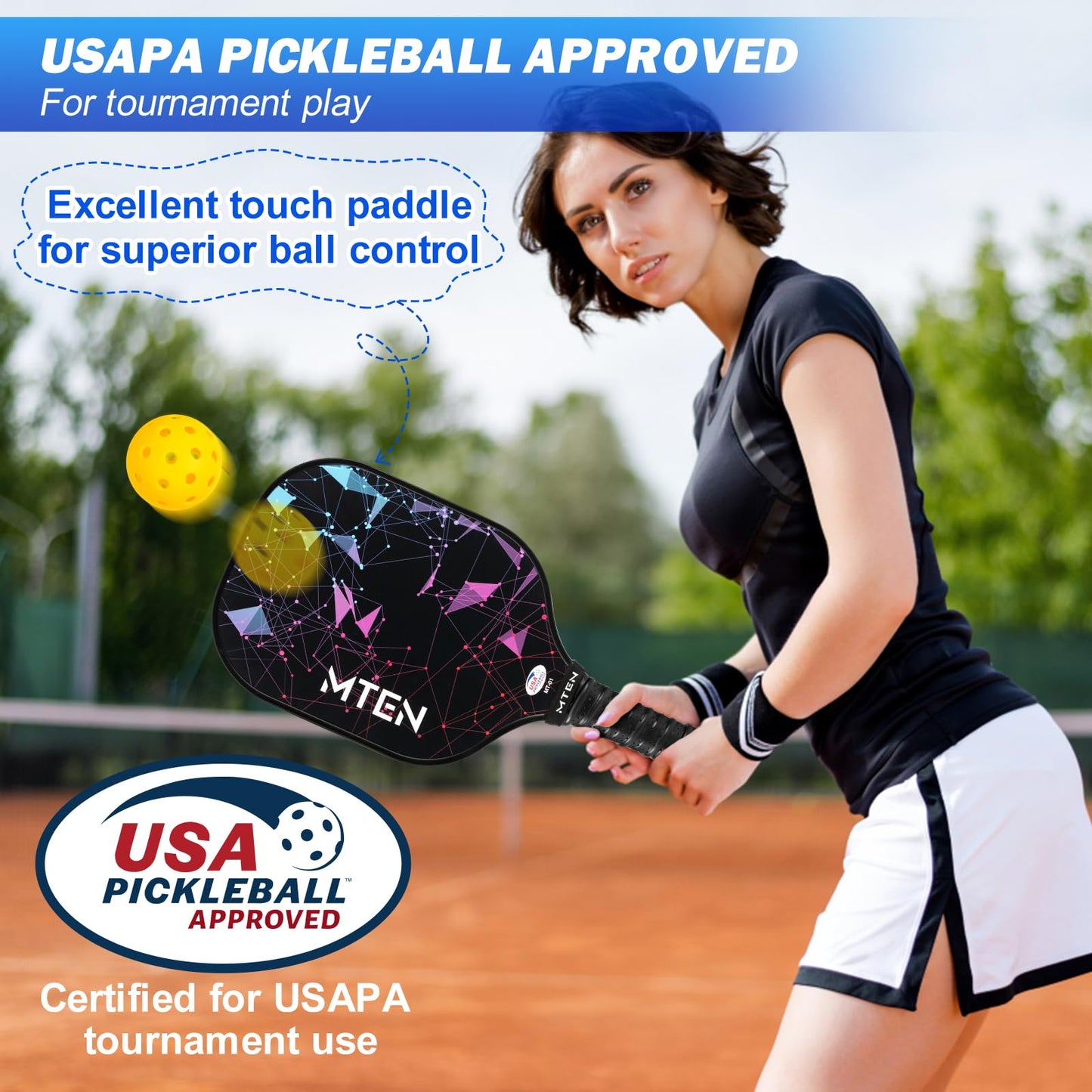 Pickleball Paddles, USAPA Approved Fiberglass Surface Pickleball Set with Pickleball Rackets, Pickleball Paddles Set for Men Women