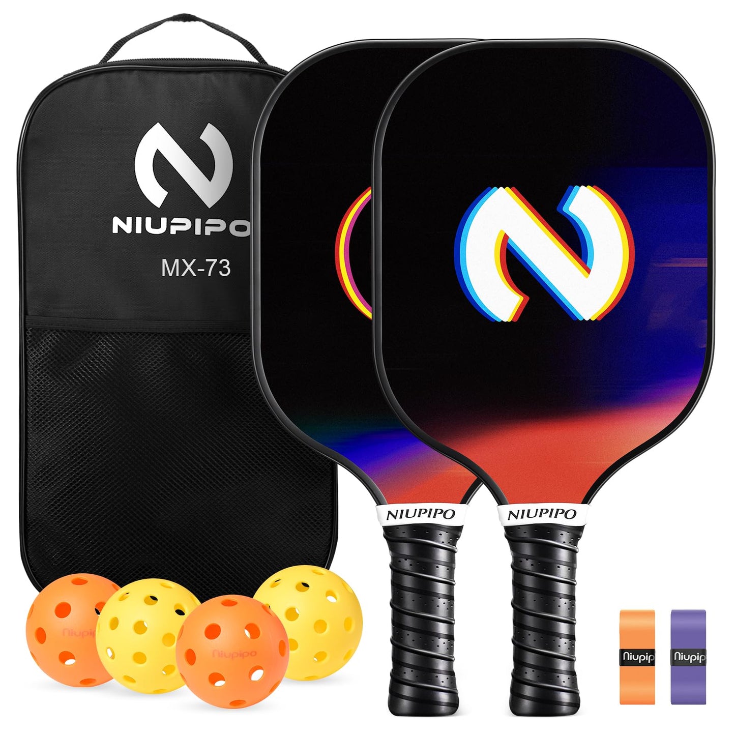 niupipo Pickleball Paddles, USAPA Approved Lightweight Pickleball Rackets, Durable Fiberglass Pickleball Paddles Set with Polypropylene Honeycomb Core