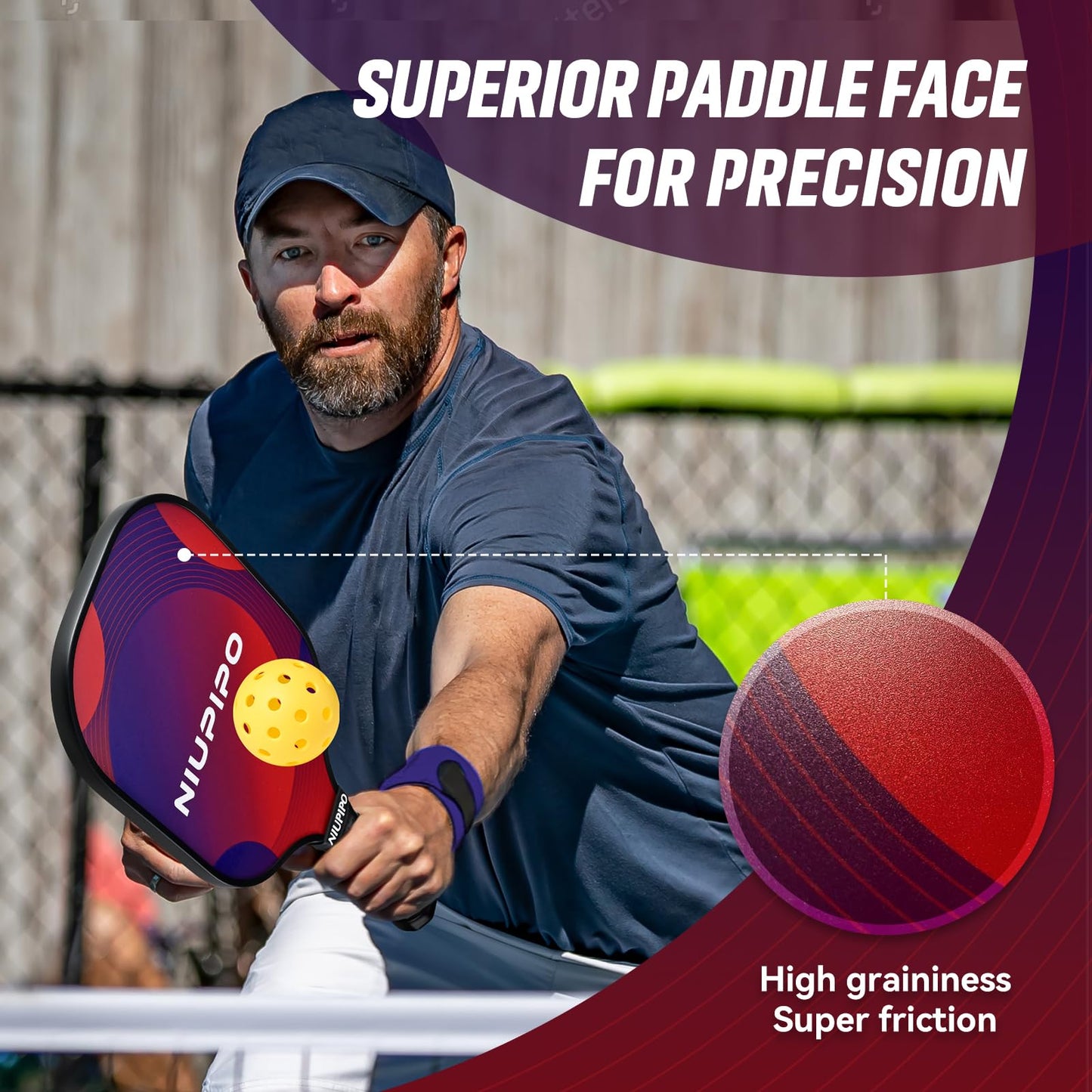 niupipo Pickleball Paddles, USAPA Approved Lightweight Pickleball Rackets, Durable Fiberglass Pickleball Paddles Set with Polypropylene Honeycomb Core