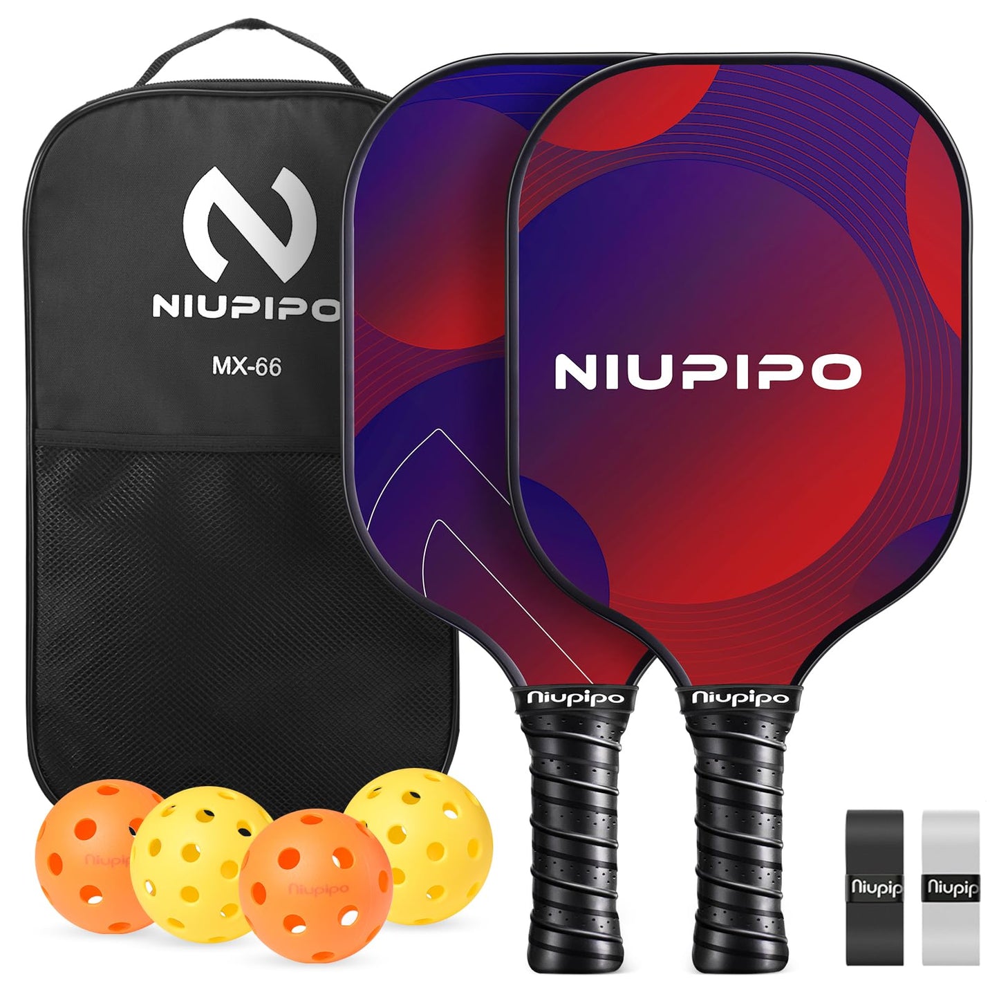 niupipo Pickleball Paddles, USAPA Approved Lightweight Pickleball Rackets, Durable Fiberglass Pickleball Paddles Set with Polypropylene Honeycomb Core