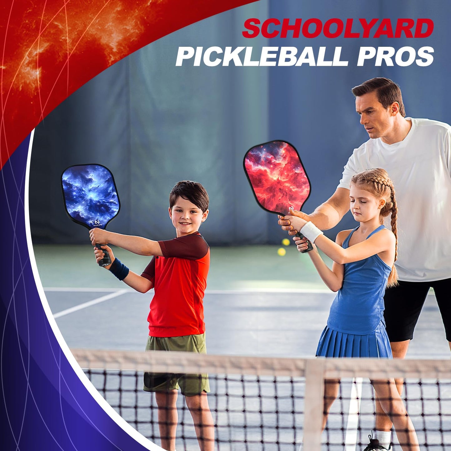 niupipo Pickleball Paddles, USAPA Approved Lightweight Pickleball Rackets, Durable Fiberglass Pickleball Paddles Set with Polypropylene Honeycomb Core