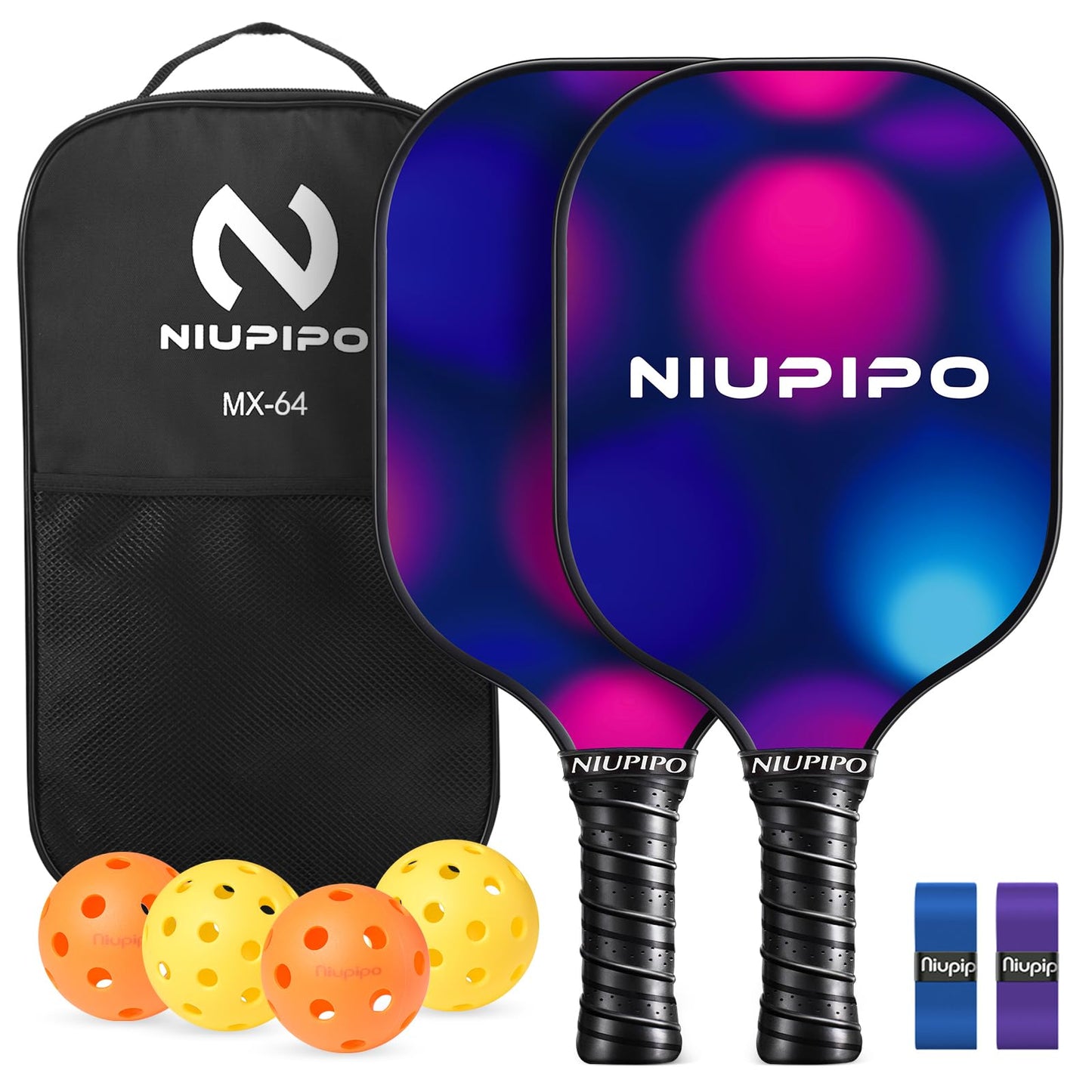 niupipo Pickleball Paddles, USAPA Approved Lightweight Pickleball Rackets, Durable Fiberglass Pickleball Paddles Set with Polypropylene Honeycomb Core