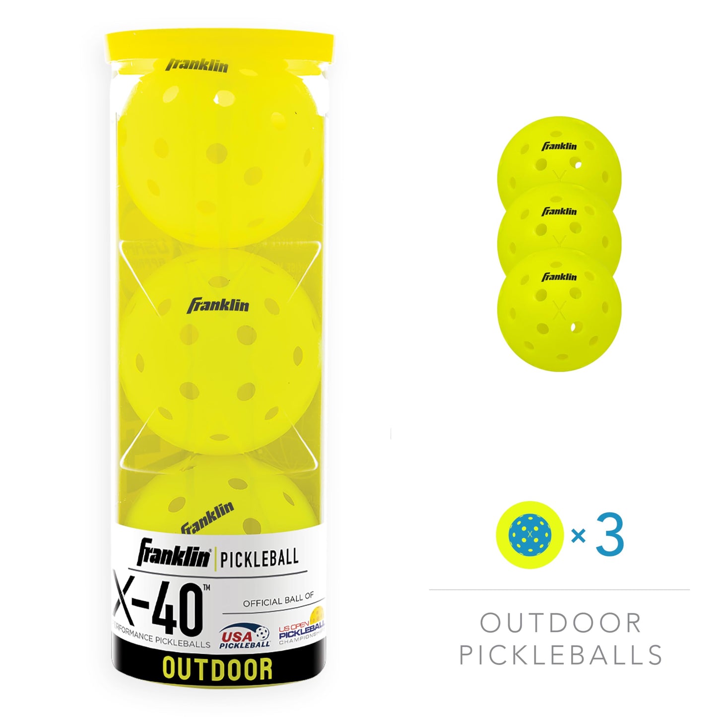 Franklin Sports Outdoor Pickleballs - X-40 Pickleball Balls - USA Pickleball (USAPA) Approved - Official US Open Ball