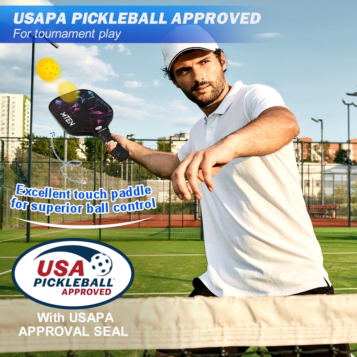 Pickleball Paddles, USAPA Approved Fiberglass Surface Pickleball Set with Pickleball Rackets, Pickleball Paddles Set for Men Women