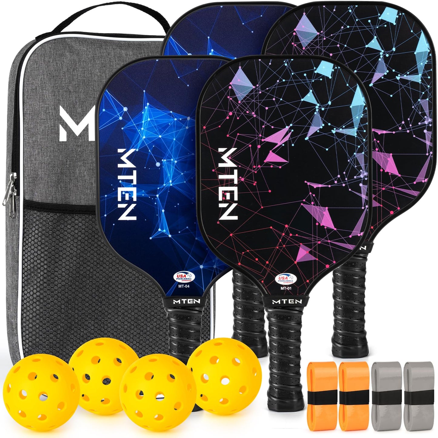 Pickleball Paddles, USAPA Approved Fiberglass Surface Pickleball Set with Pickleball Rackets, Pickleball Paddles Set for Men Women