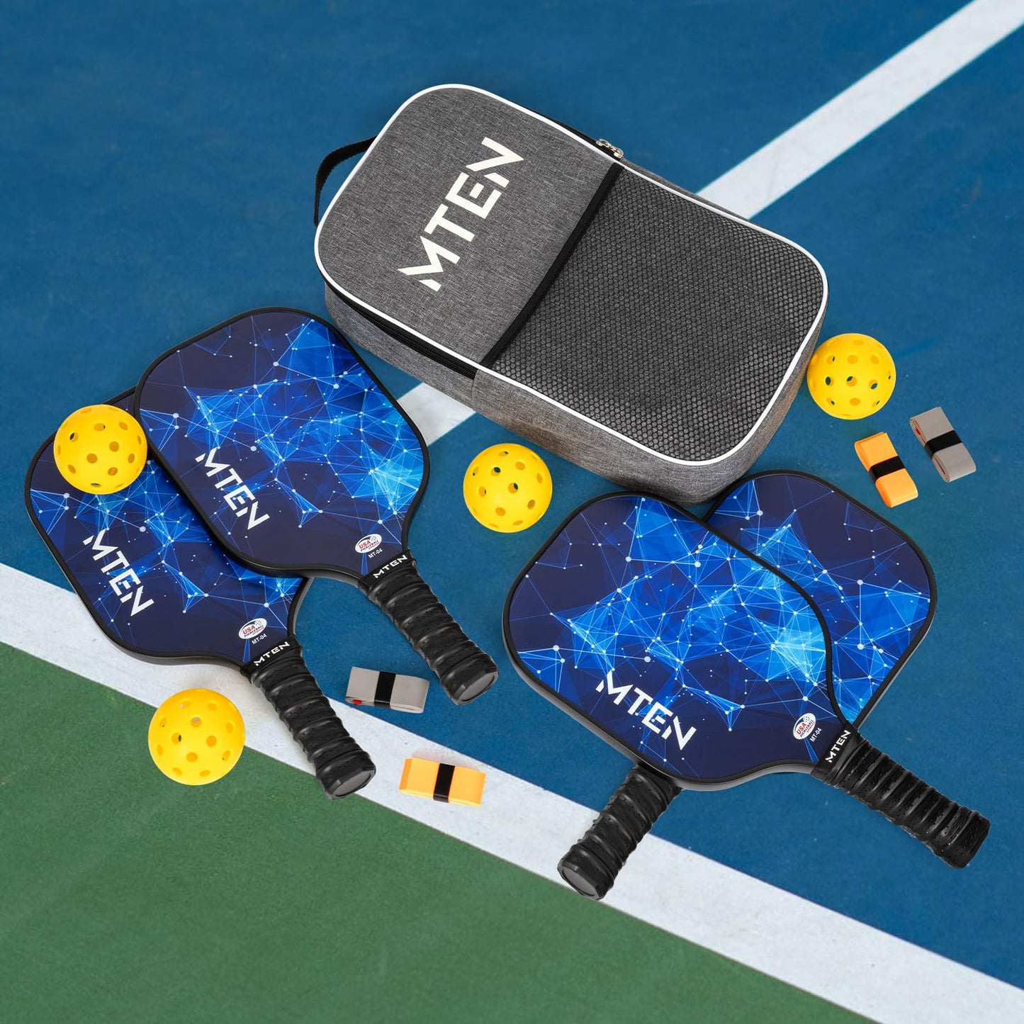 Pickleball Paddles, USAPA Approved Fiberglass Surface Pickleball Set with Pickleball Rackets, Pickleball Paddles Set for Men Women