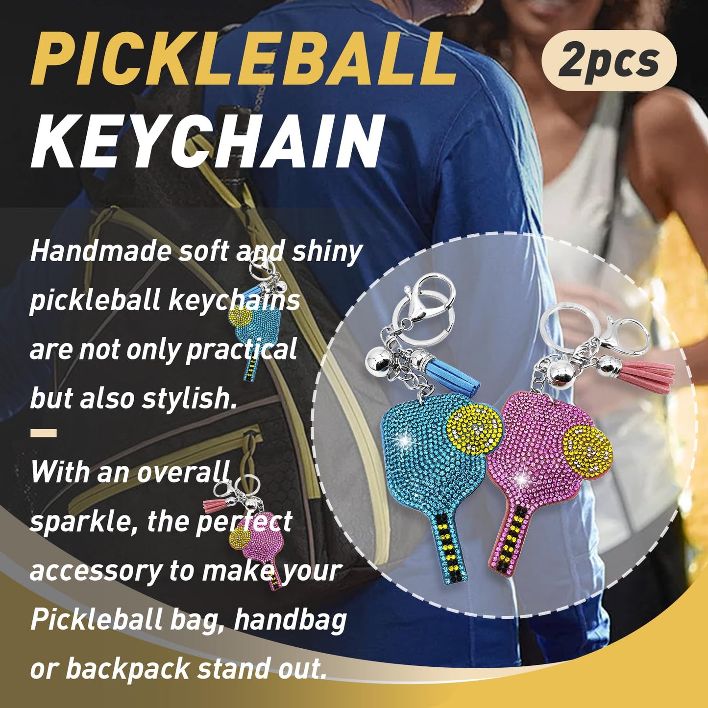 Pickleball Keychains - Mini Pickleball Ornaments for Pickleball Lovers Pickleball Keychain - Perfect Pickleball Gifts