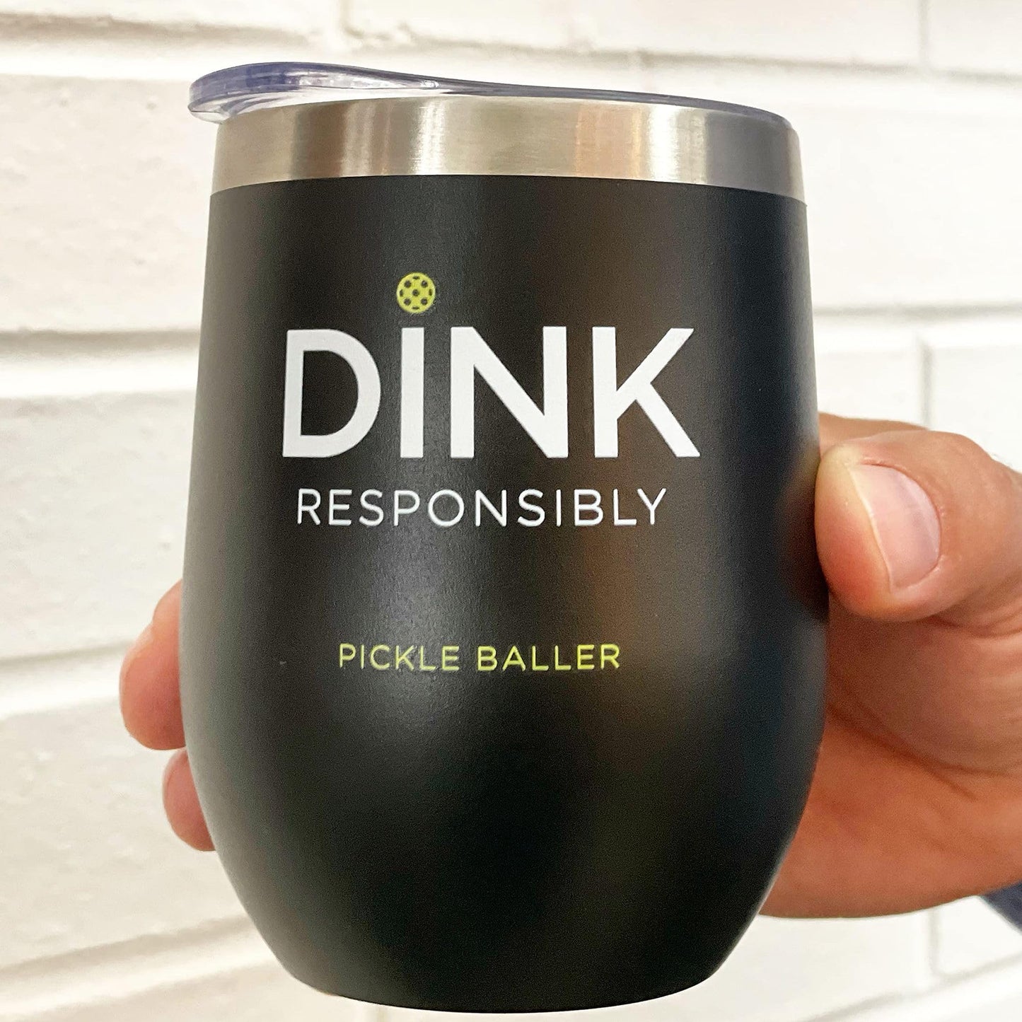 Pickle Ball Dink Responsibly pickleball Lovers Stemless Wine Tumbler Gift for Men Women or Partners Players 12 oz Insulated Stainless Steel Wine Glass (Pickleball)