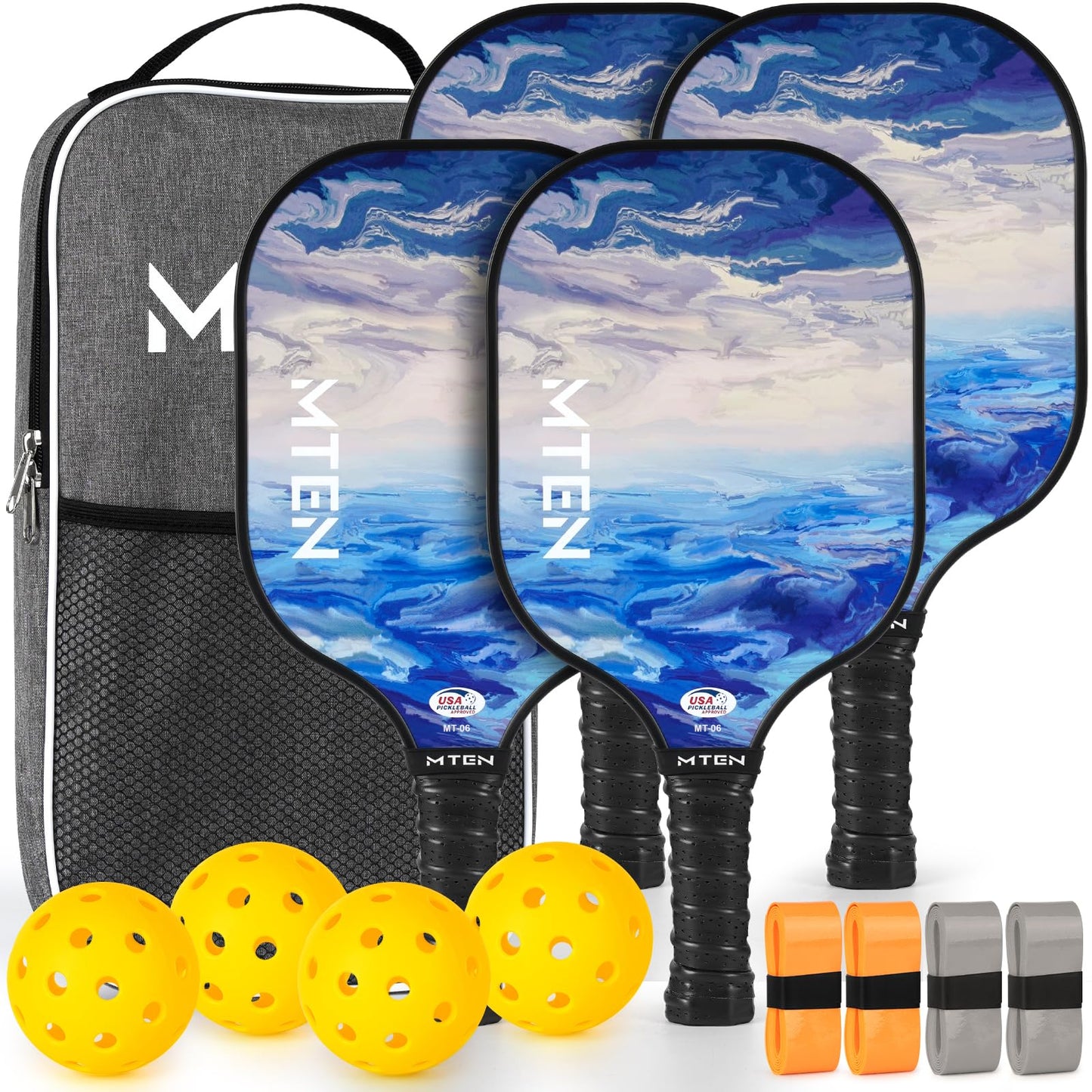 Pickleball Paddles, USAPA Approved Fiberglass Surface Pickleball Set with Pickleball Rackets, Pickleball Paddles Set for Men Women