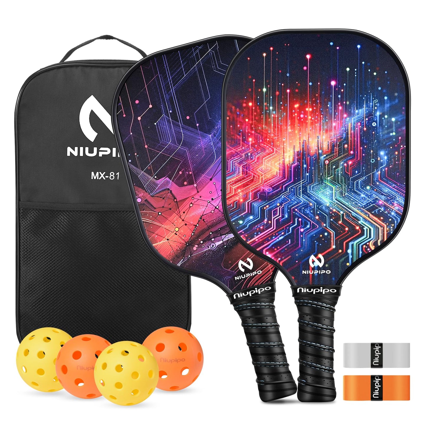 niupipo Pickleball Paddles, USAPA Approved Lightweight Pickleball Rackets, Durable Fiberglass Pickleball Paddles Set with Polypropylene Honeycomb Core