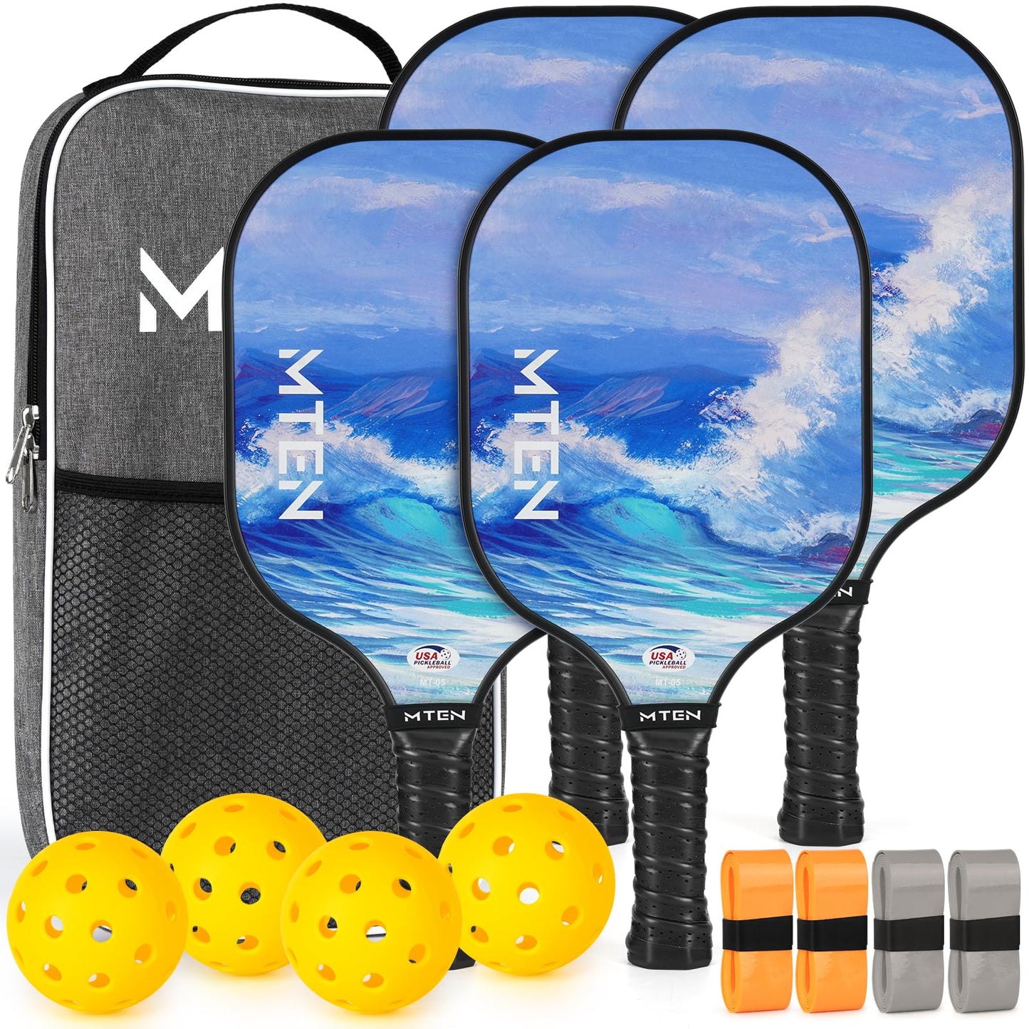 Pickleball Paddles, USAPA Approved Fiberglass Surface Pickleball Set with Pickleball Rackets, Pickleball Paddles Set for Men Women