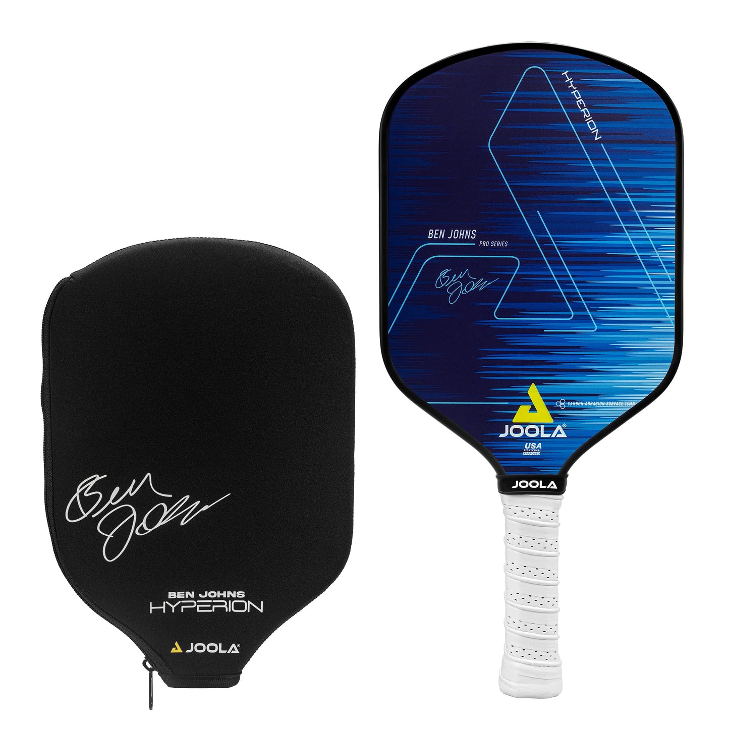 JOOLA Ben Johns Hyperion Pickleball Paddle - Carbon Surface & Sure-Grip Elongated Handle - Increased Power and Spin - Carbon Fiber Pickleball Paddle - Honeycomb Polypropylene Core - USAPA Approved