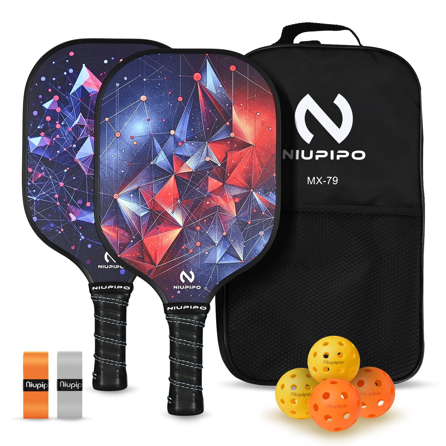 niupipo Pickleball Paddles, USAPA Approved Lightweight Pickleball Rackets, Durable Fiberglass Pickleball Paddles Set with Polypropylene Honeycomb Core