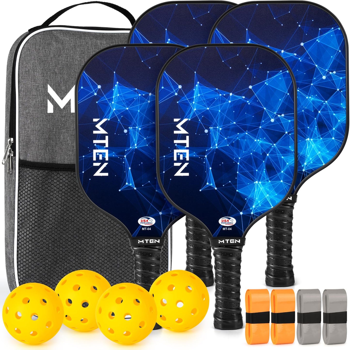 Pickleball Paddles, USAPA Approved Fiberglass Surface Pickleball Set with Pickleball Rackets, Pickleball Paddles Set for Men Women